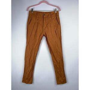 Caron Callahan Pleated Cotton Trouser Pants Brown Rust Tapered High Rise Size 2